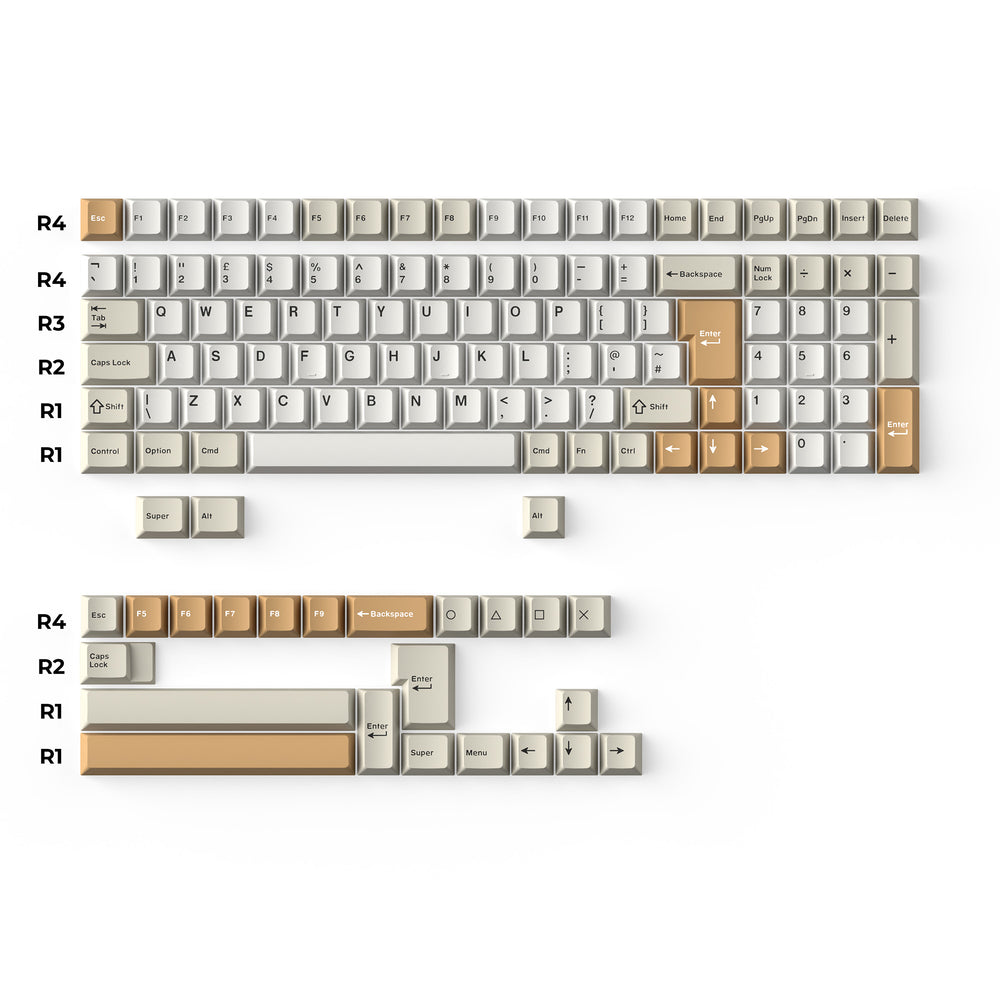 Cherry Profile Double-Shot PBT volledige set keycaps - Kameel