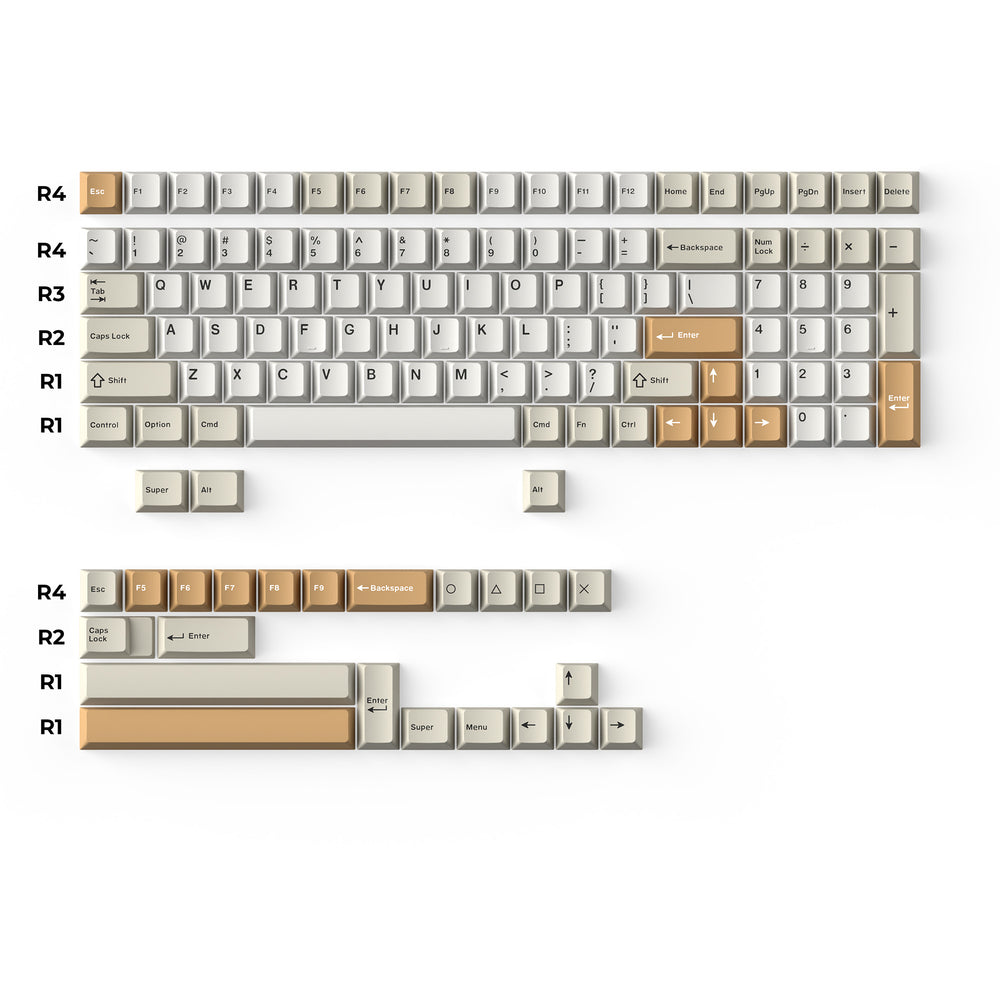 Cherry Profile Double-Shot PBT volledige set keycaps - Kameel