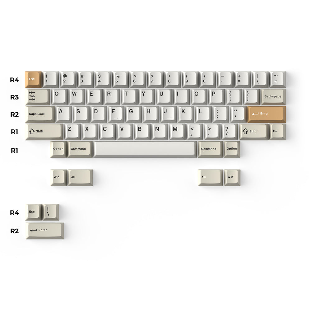 Cherry Profile Double-Shot PBT volledige set keycaps - Kameel