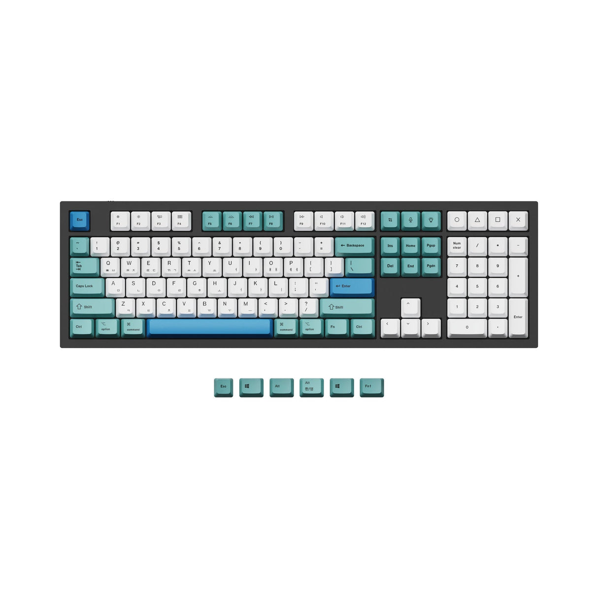 ISO & ANSI Q3 & Q4 & Q4 Pro & Q6 & Q6 Pro & V3 & V4 & V6 & K8 & K8 Pro OEM Dye-Sub PBT Keycap Set - Iceberg