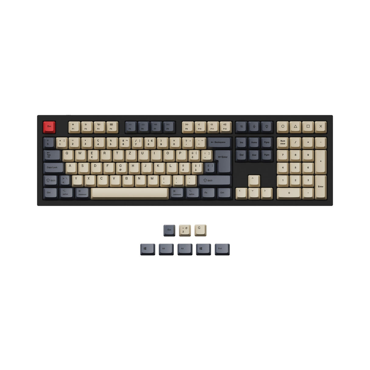 ISO & ANSI Q3 & Q4 & Q4 Pro & Q6 & Q6 Pro & V3 & V4 & V6 & K8 & K8 Pro OEM Dye-Sub PBT Keycap Set - Carbon