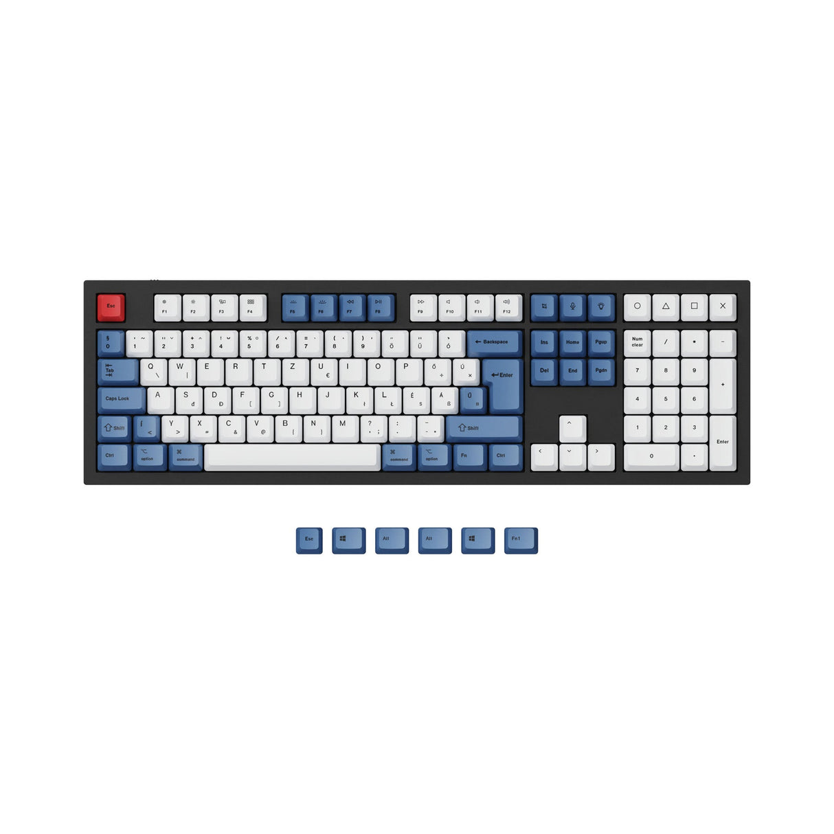 ISO & ANSI Q3 & Q4 & Q4 Pro & Q6 & Q6 Pro & V3 & V4 & V6 & K8 & K8 Pro OEM Dye-Sub PBT Keycap Set - Blue