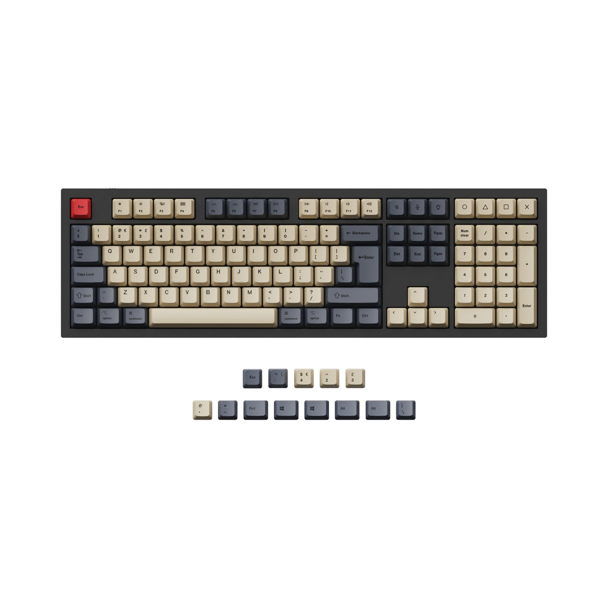 ISO & ANSI Q3 & Q4 & Q4 Pro & Q6 & Q6 Pro & V3 & V4 & V6 & K8 & K8 Pro OEM Dye-Sub PBT Keycap Set - Carbon