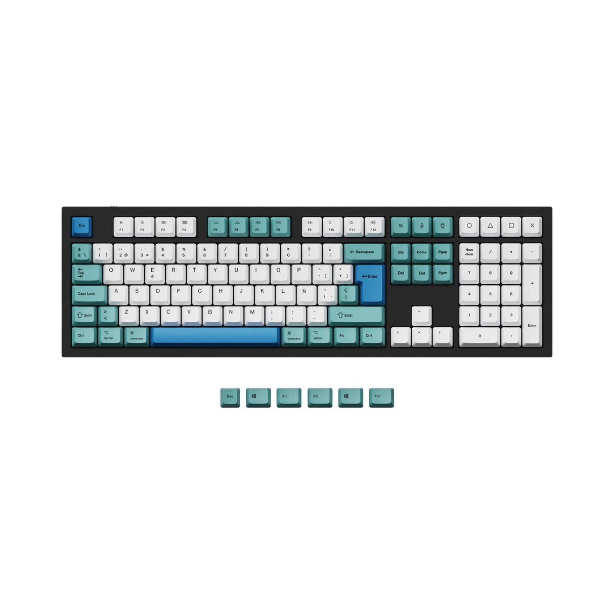 ISO & ANSI Q3 & Q4 & Q4 Pro & Q6 & Q6 Pro & V3 & V4 & V6 & K8 & K8 Pro OEM Dye-Sub PBT Keycap Set - Iceberg