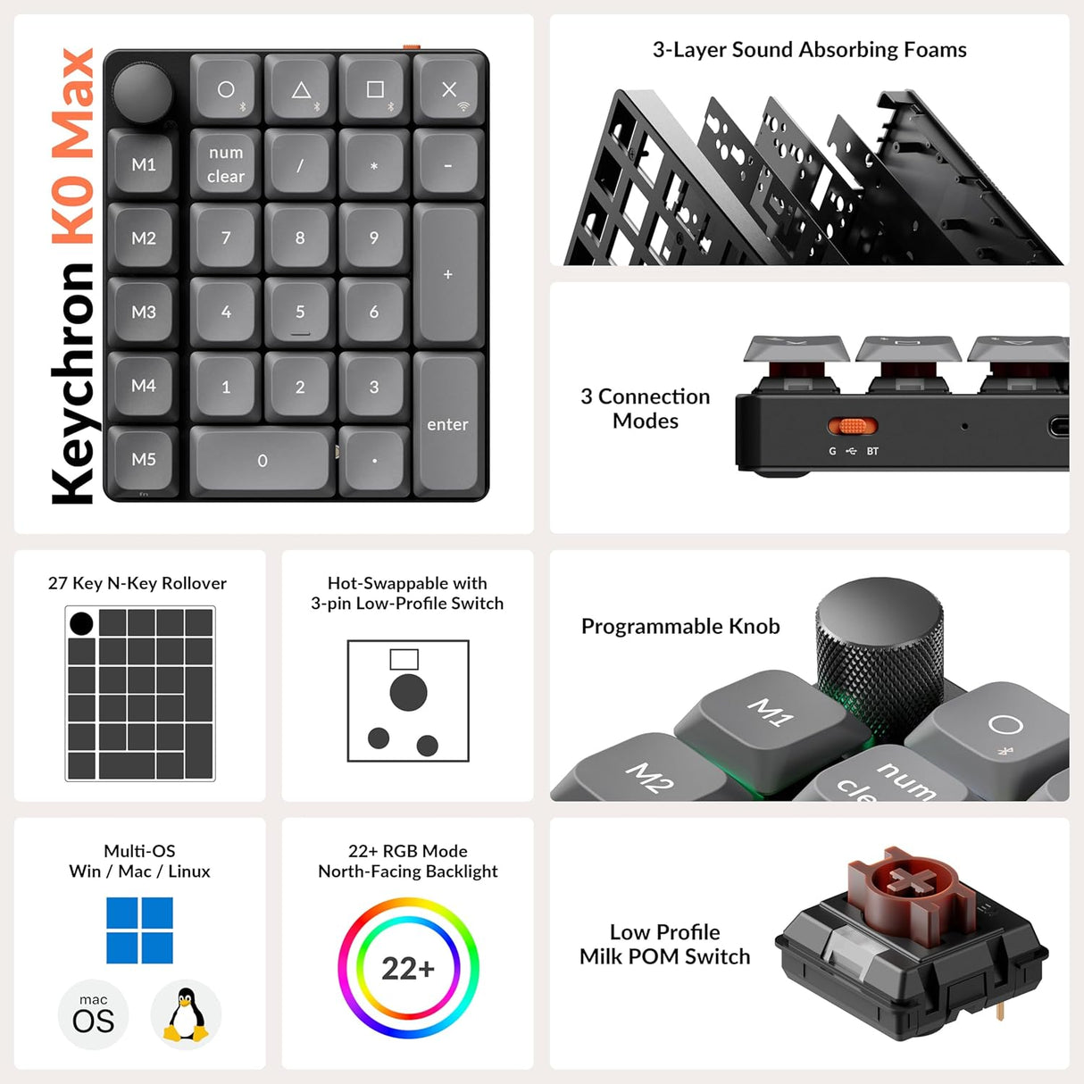 Keychron K0 Max QMK Wireless Custom Number Pad