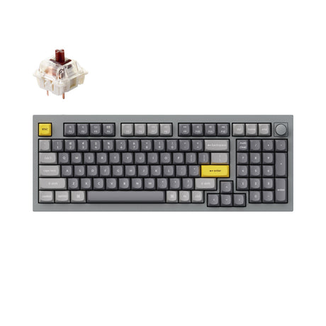 Keychron Q5 QMK/VIA custom mechanical keyboard knob version 96 percent full aluminum for Mac Windows Linux fully assembled grey frame with Gateron G Pro switch brown