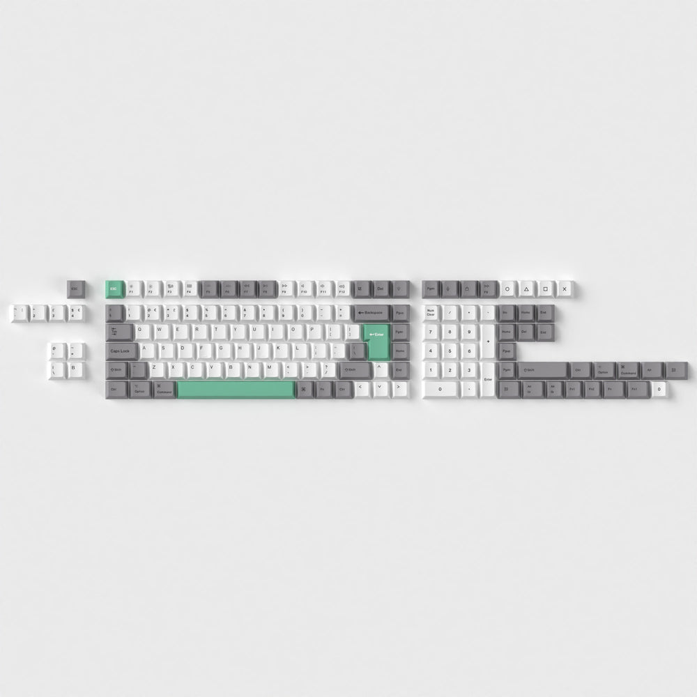 ISO Cherry Profile Dye-Sub PBT Volledige set Keycap Set - Grijs Wit Mint