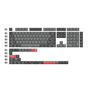 Cherry Profile Double-Shot PBT volledige set keycaps - Dolch rood, grijs wit mint, blauw zwart geel