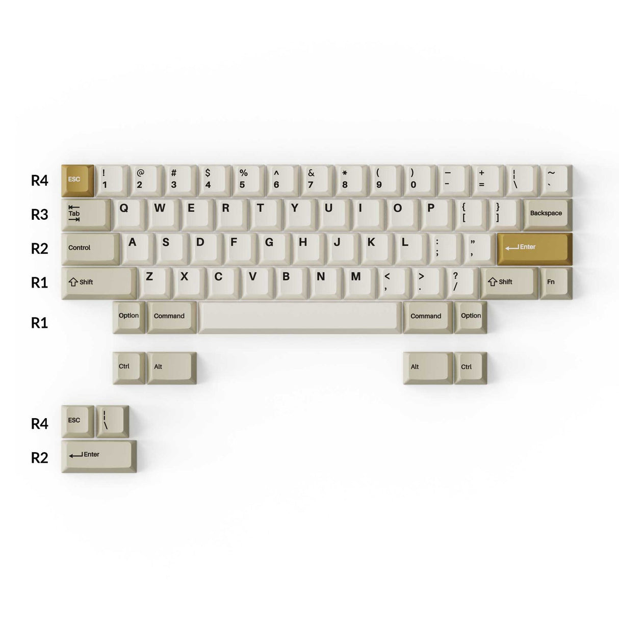 Cherry Profile Double-Shot PBT volledige set keycaps - Kameel