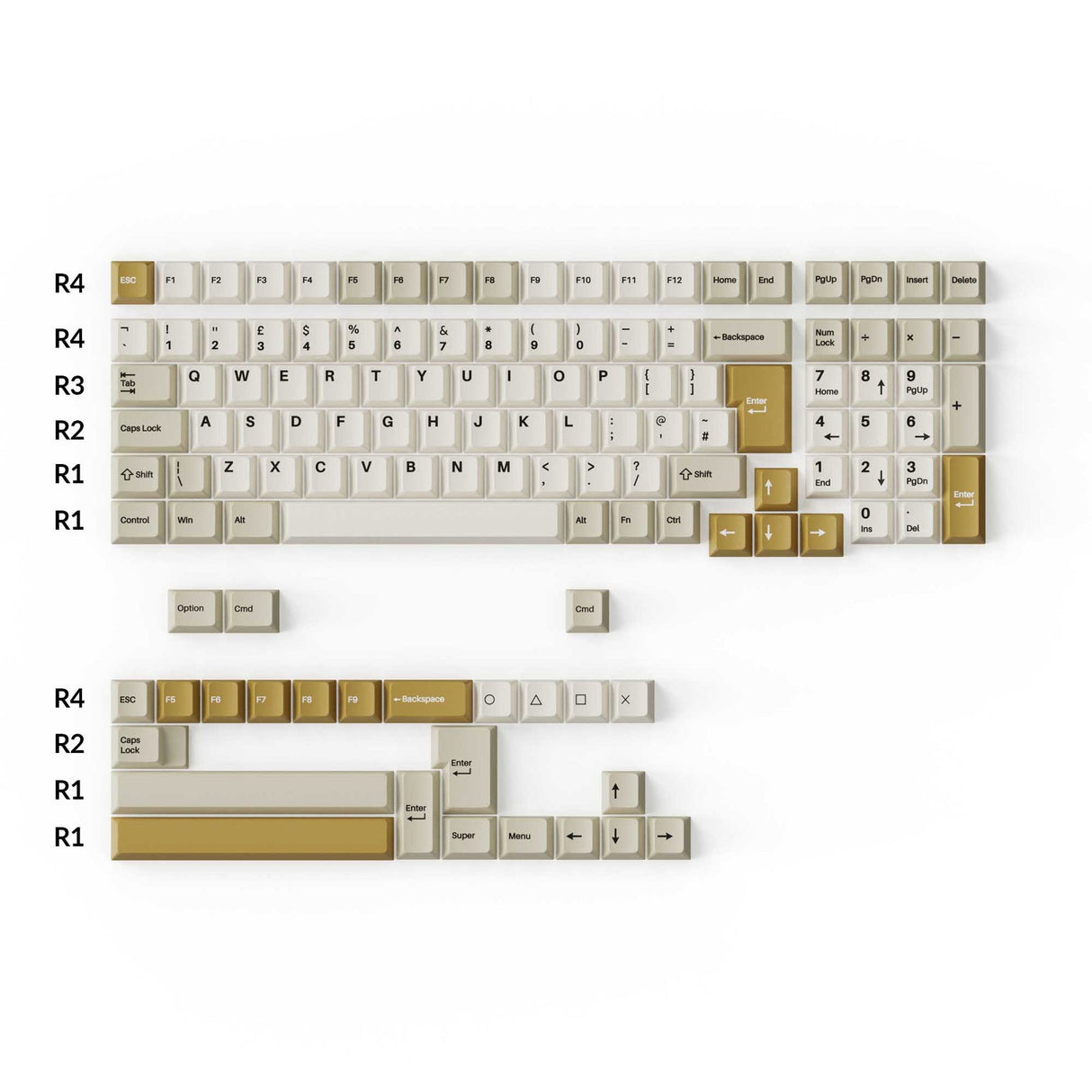 Cherry Profile Double-Shot PBT Full Set Keycaps - Camel