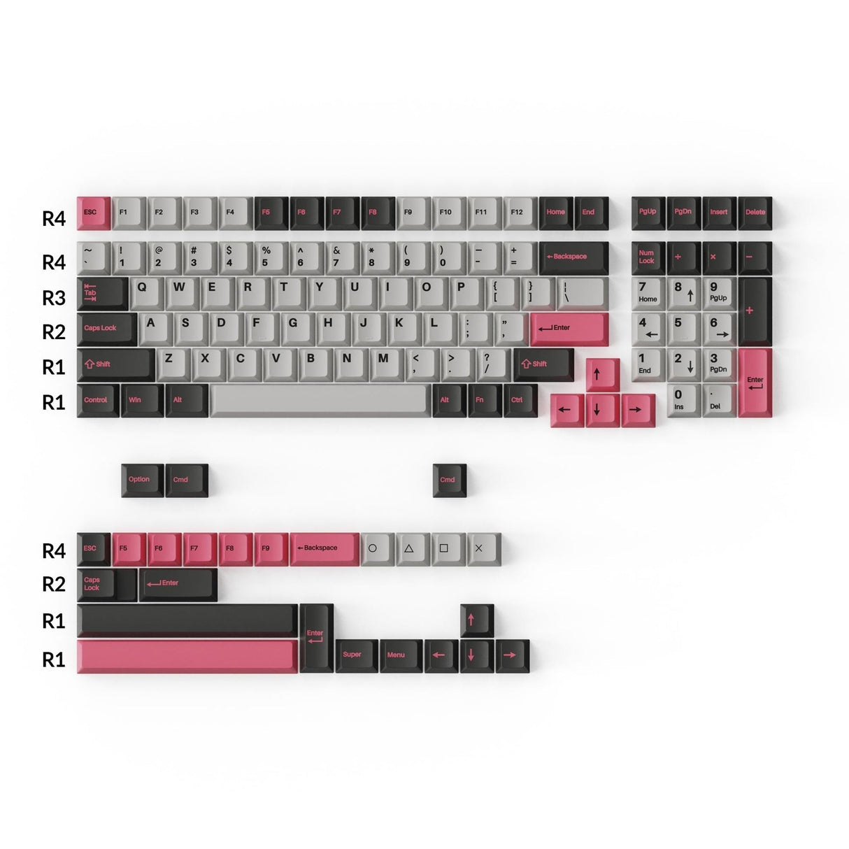 Cherry Profile Double-Shot PBT volledige set keycaps - Dolch Pink