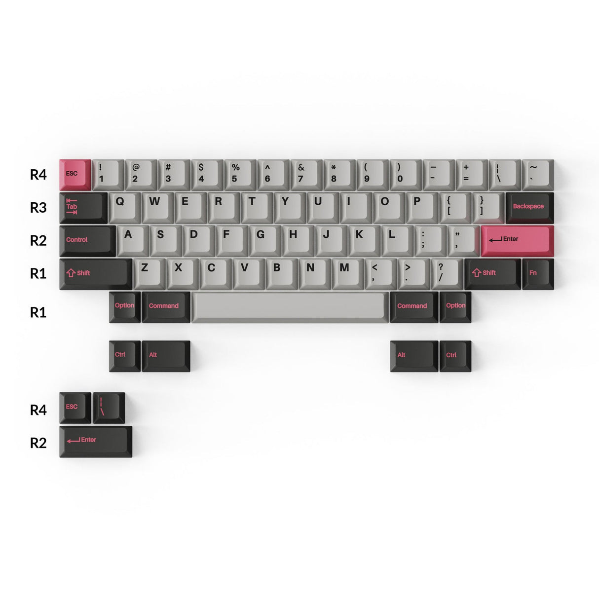 Cherry Profile Double-Shot PBT volledige set keycaps - Dolch Pink