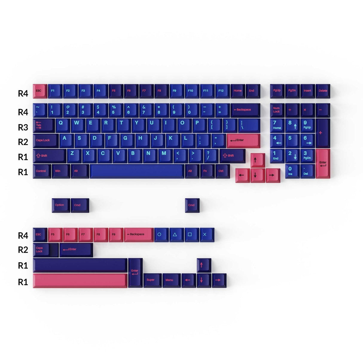 Cherry Profile Double - Shot PBT Full Set Keycaps - Player