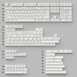 Cherry Profile Double - Shot PBT Full Set Keycaps - Black on White - Bow