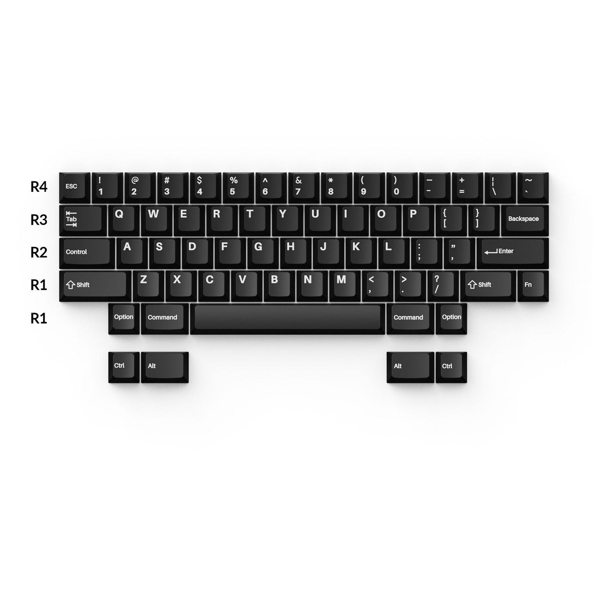 Cherry Profile Double - Shot PBT Volledige Set Keycaps - Wit op Zwart - Wob