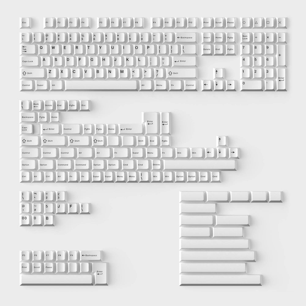 Cherry Profile Double - Shot PBT volledige set keycaps - zwart op wit - strik