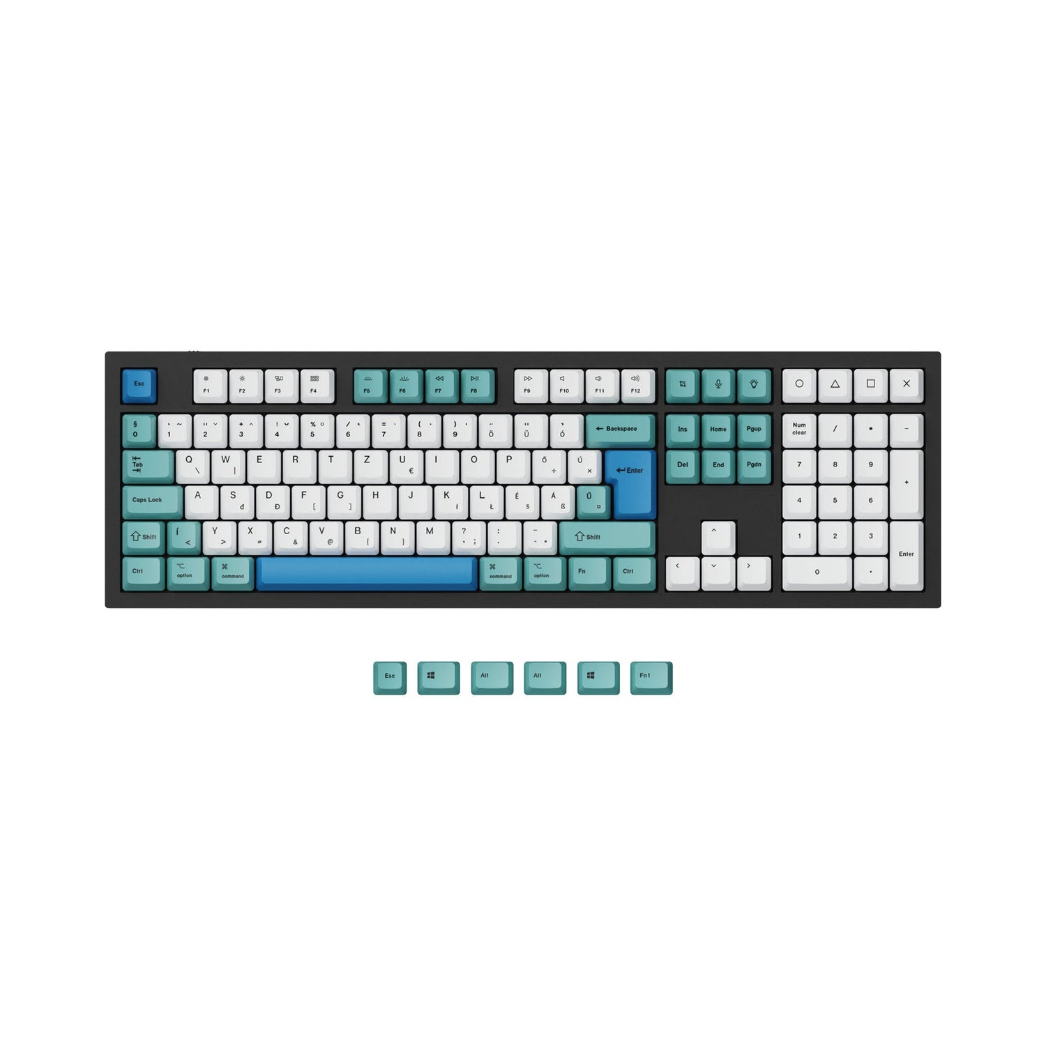 ISO & ANSI Q3 & Q4 & Q4 Pro & Q6 & Q6 Pro & V3 & V4 & V6 & K8 & K8 Pro OEM Dye-Sub PBT Keycap Set - Iceberg