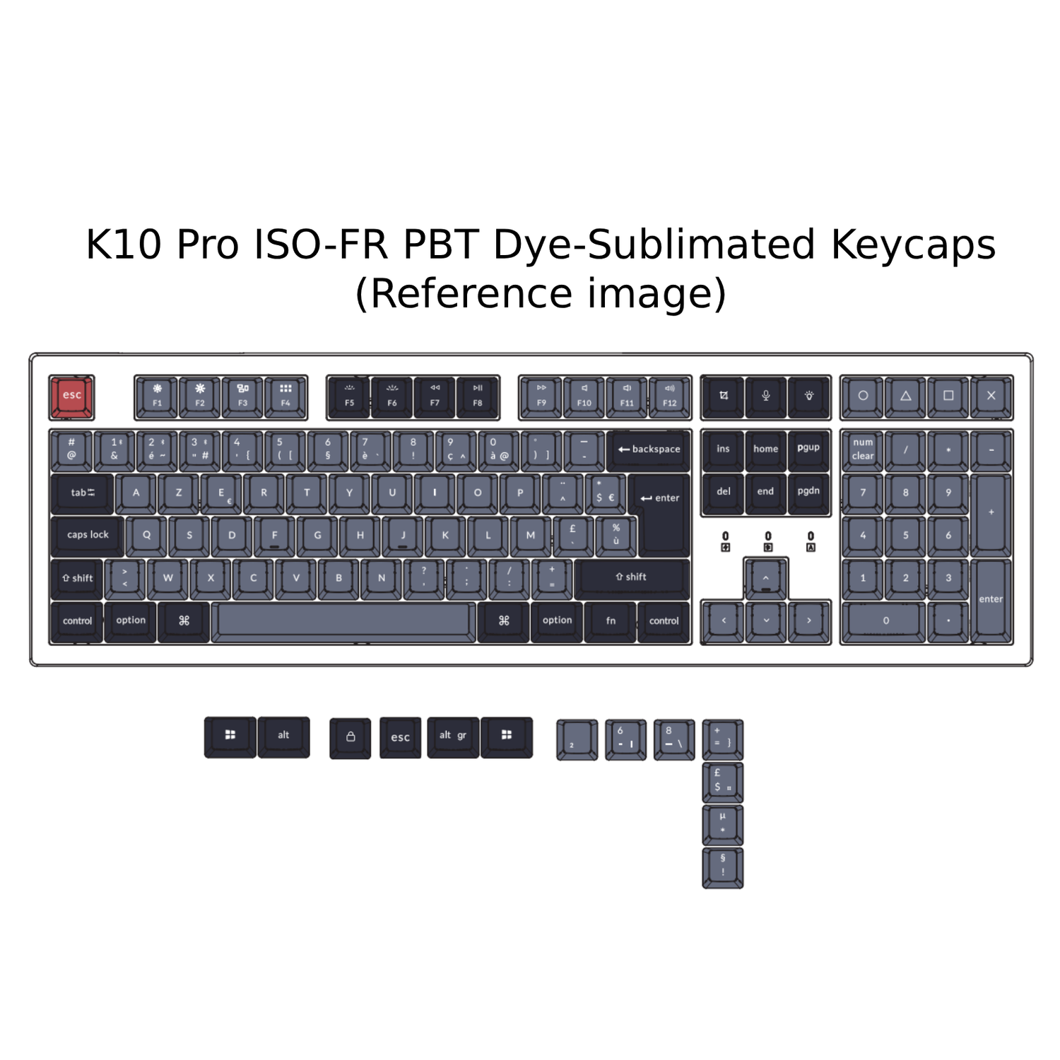 Keychron K10 Pro QMK/VIA Draadloos mechanisch toetsenbord ISO Layout-collectie