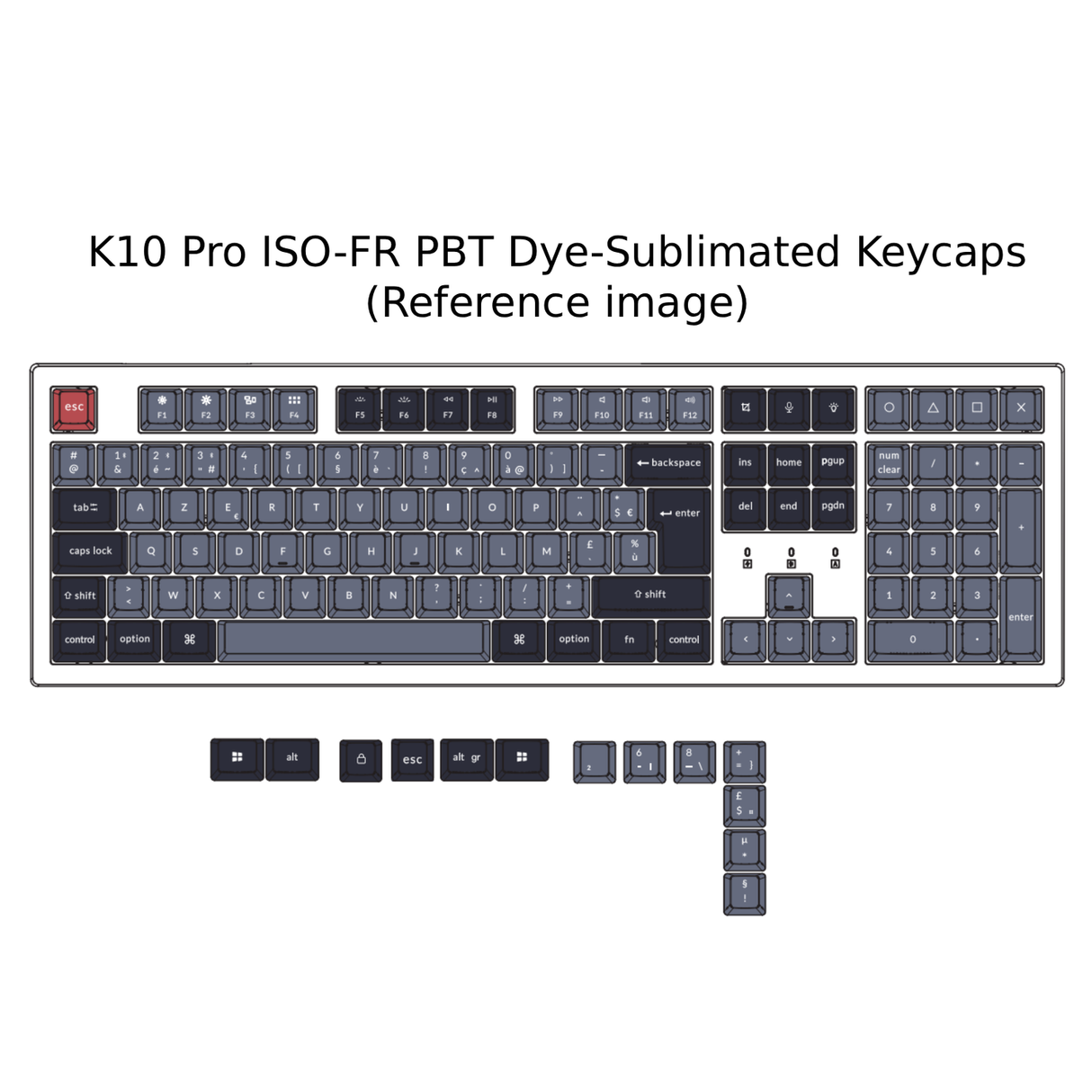 Keychron K10 Pro QMK/VIA Draadloos mechanisch toetsenbord ISO Layout-collectie