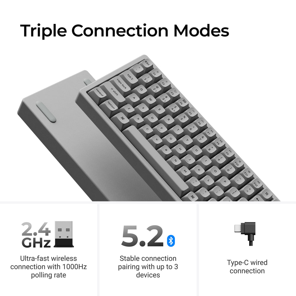 Keychron K2 HE Wireless Magnetic Switch Custom Keyboard - Concrete Edition (US ANSI Layout)