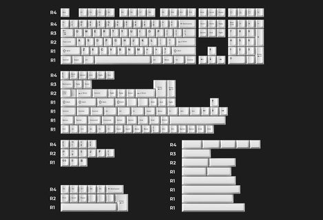 Cherry Profile Double - Shot PBT Full Set Keycaps - Black on White - Bow