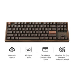 Keychron K8 HE Wireless Magnetic Switch Custom Keyboard - All-Wood Special Edition (US ANSI Layout)