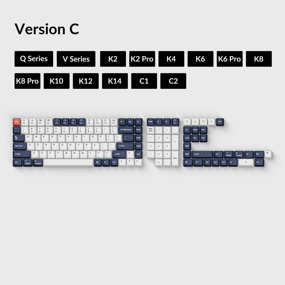 OEM Dye-Sub PBT Keycap Set - Blauwachtig zwart en wit