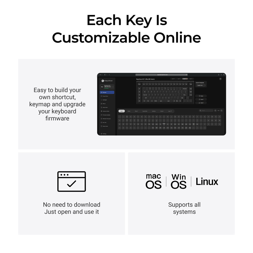 Keychron Q11 QMK Aangepaste Mechanische Toetsenbord (US ANSI Indeling)