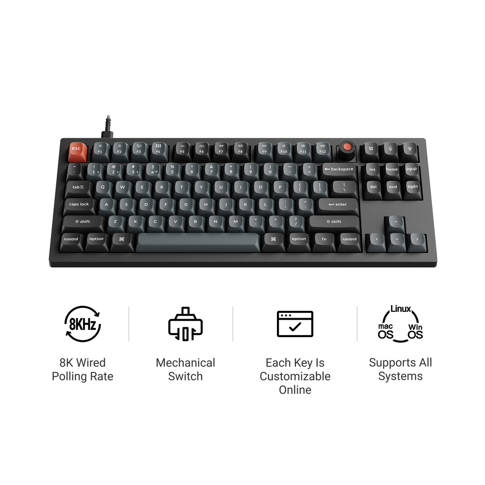 Keychron V1 8K QMK Bedrade Aangepaste Mechanische Toetsenbord (VS ANSI Indeling)