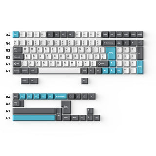Cherry Profile Double - Shot PBT Full Set Keycaps - Grey, White, and Blue