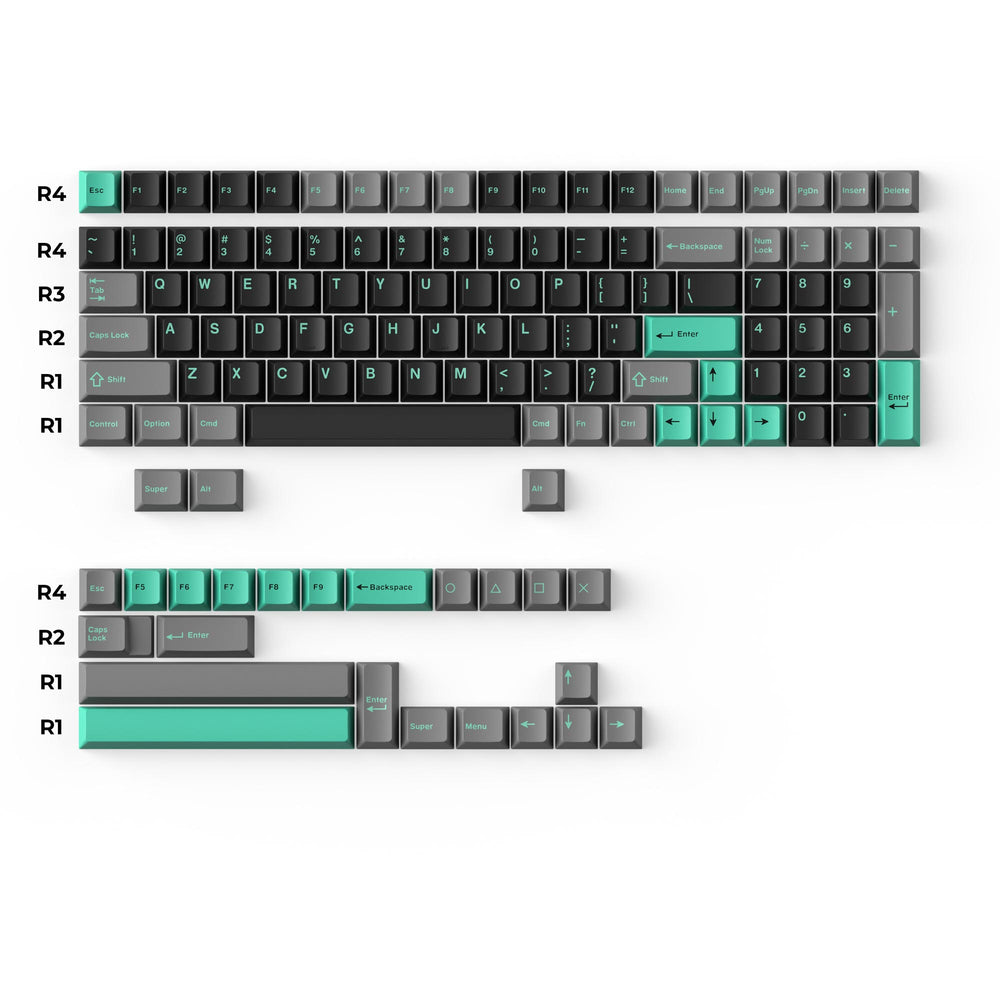 Cherry Profile Double - Shot PBT Full Set Keycaps - Hacker Mint