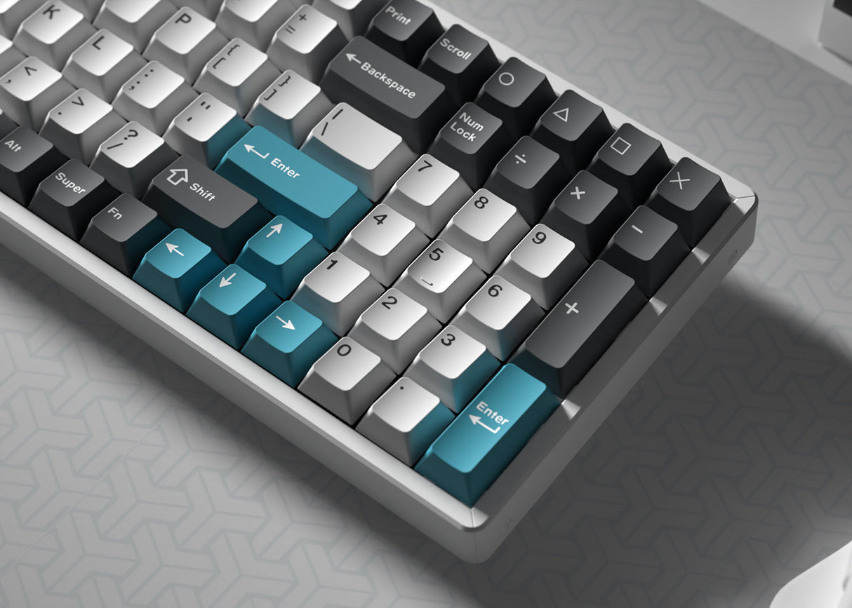 Cherry Profile Double - Shot PBT volledige set keycaps - grijs, wit en blauw