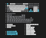 Cherry Profile Double - Shot PBT volledige set keycaps - grijs, wit en blauw