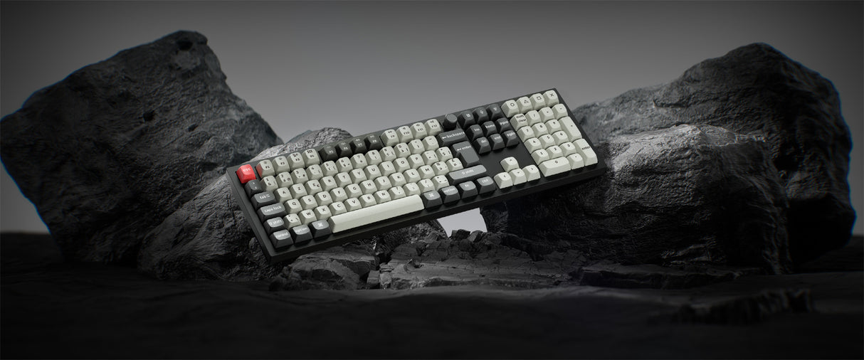 ISO Layout Profile Dye-Sub PBT Full Keycap Set - Black and White