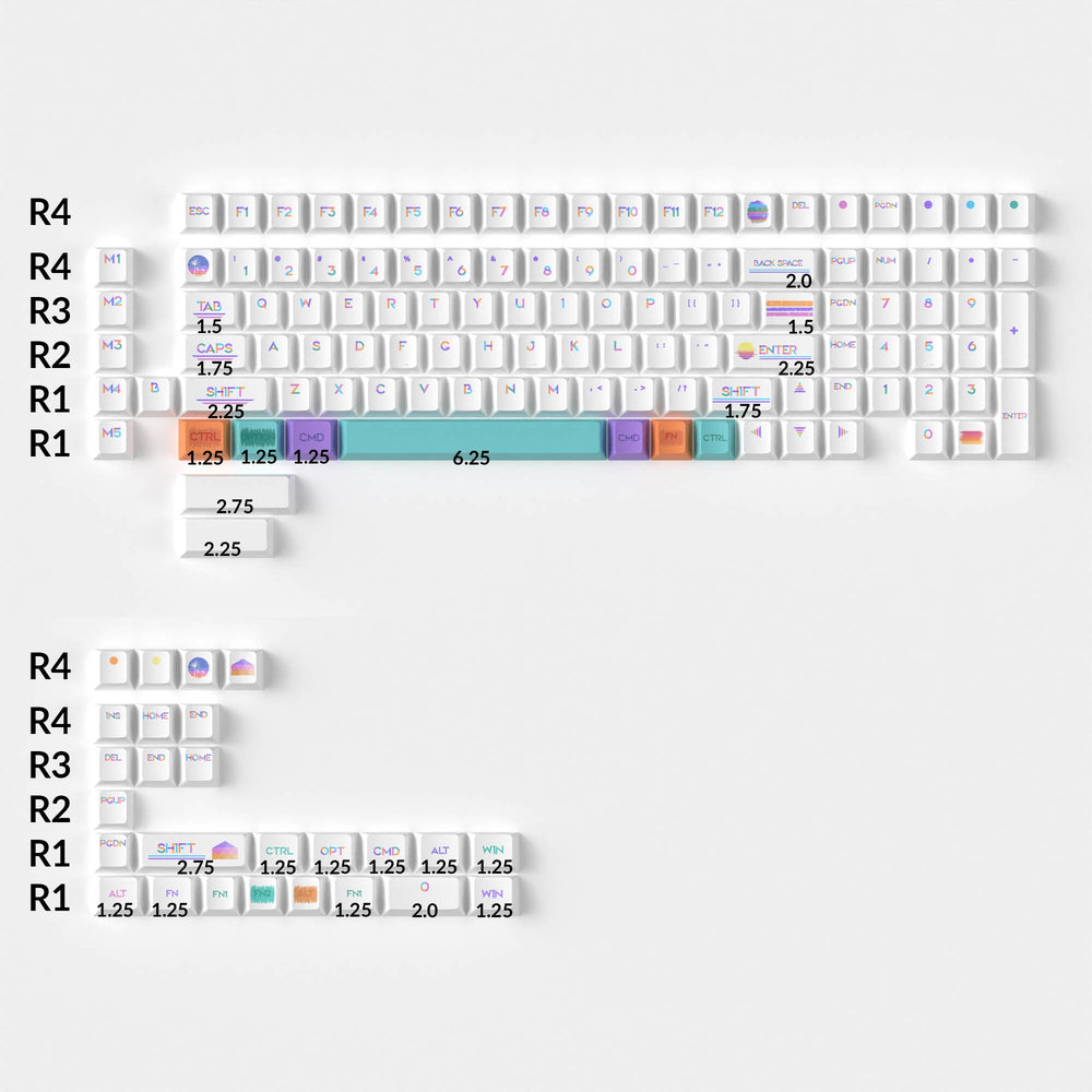 Pixel Sunset - Cherry Profiel Dye-Sub PBT Volledige Toetsenbordset