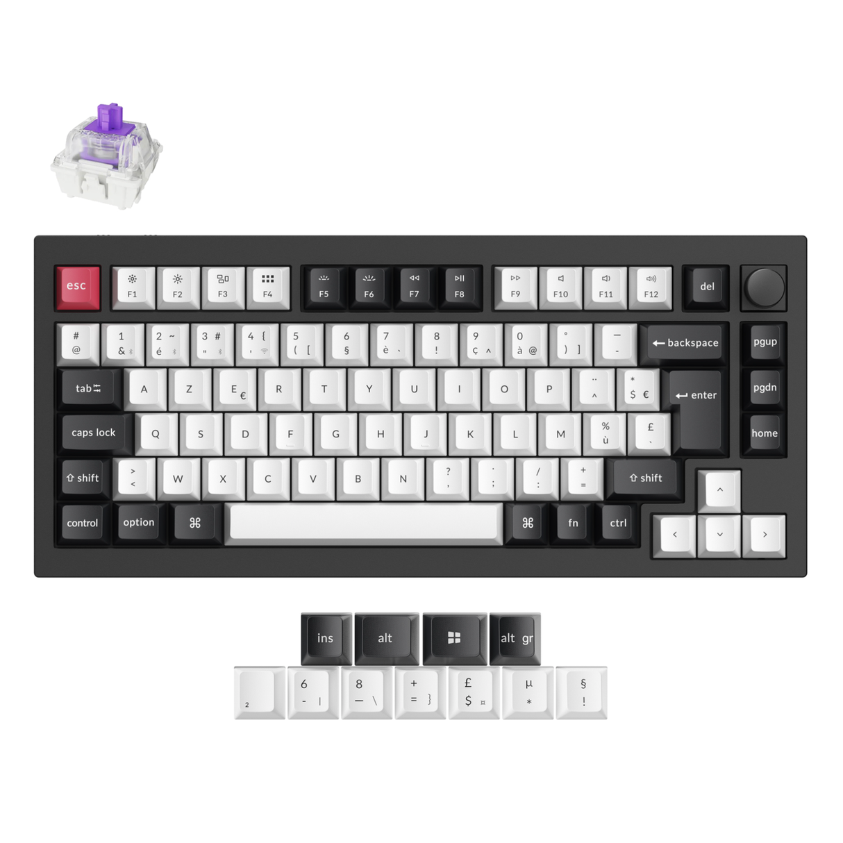 Keychron Q1 HE QMK Draadloos aangepast toetsenbord ISO-indelingscollectie