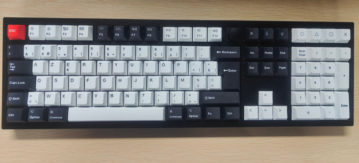 ISO Cherry Profile Dye-Sub PBT Full Keycap Set - Black and White
