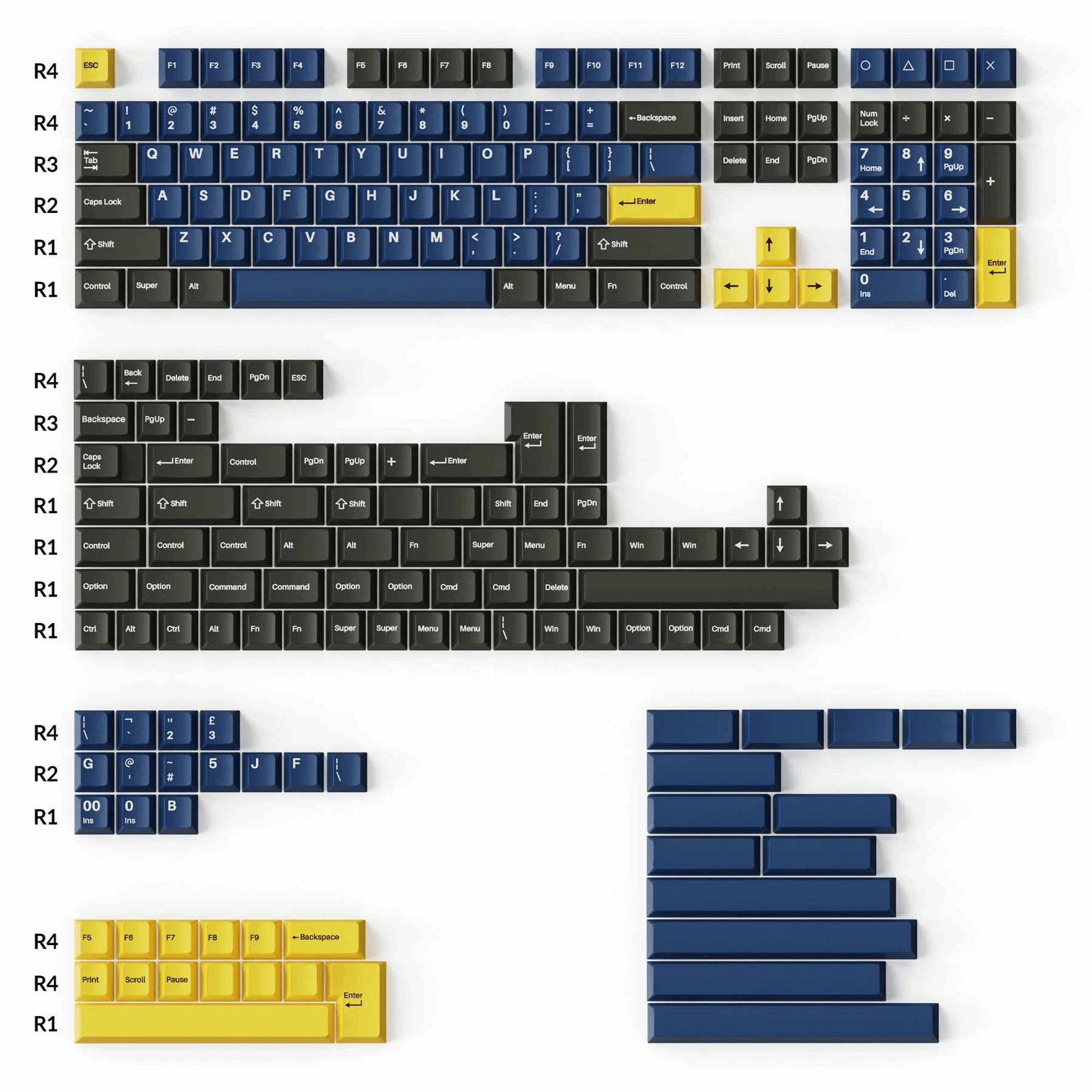 Double-Shot PBT Cherry Profile volledige set keycaps - Royal