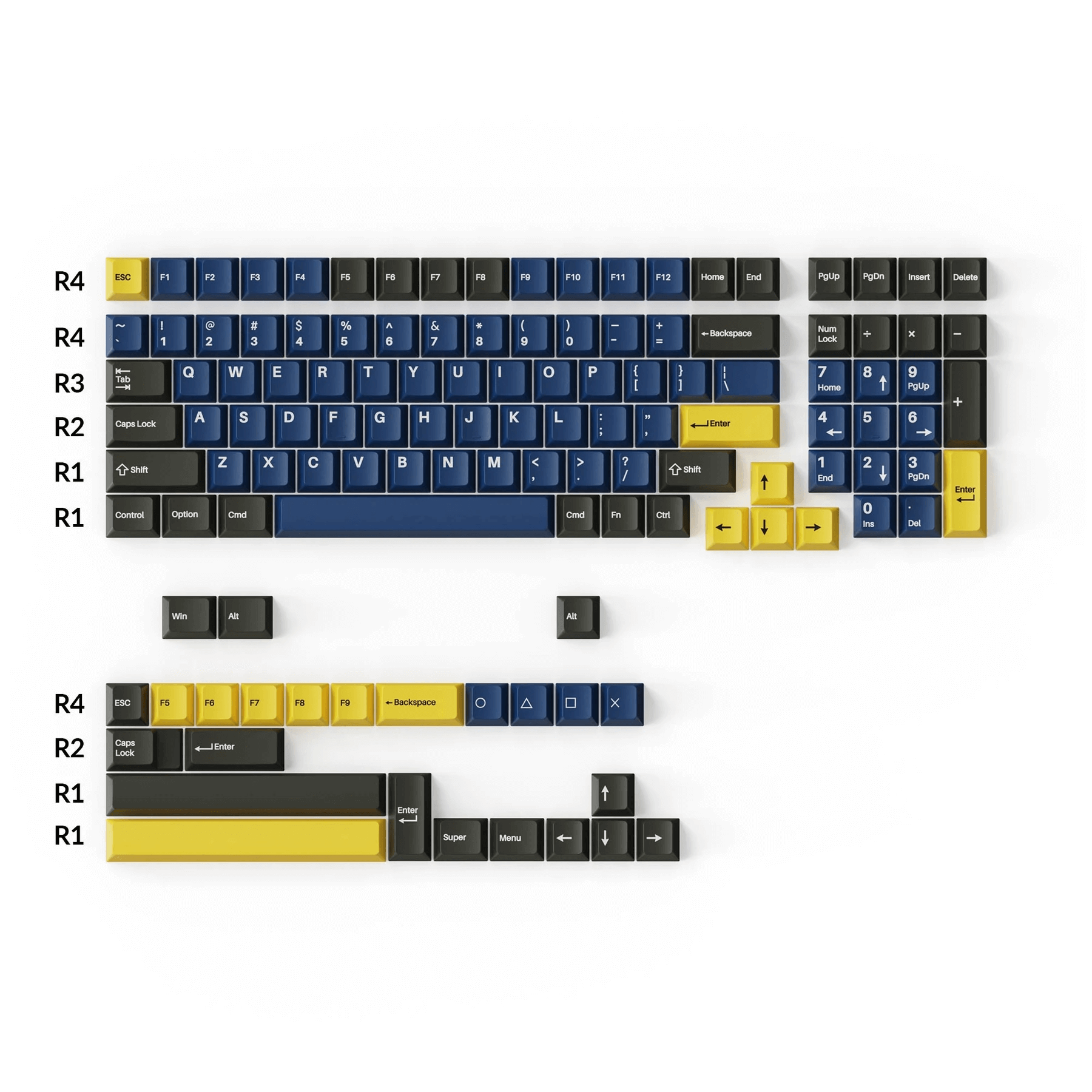 Double-Shot PBT Cherry Profile volledige set keycaps - Royal