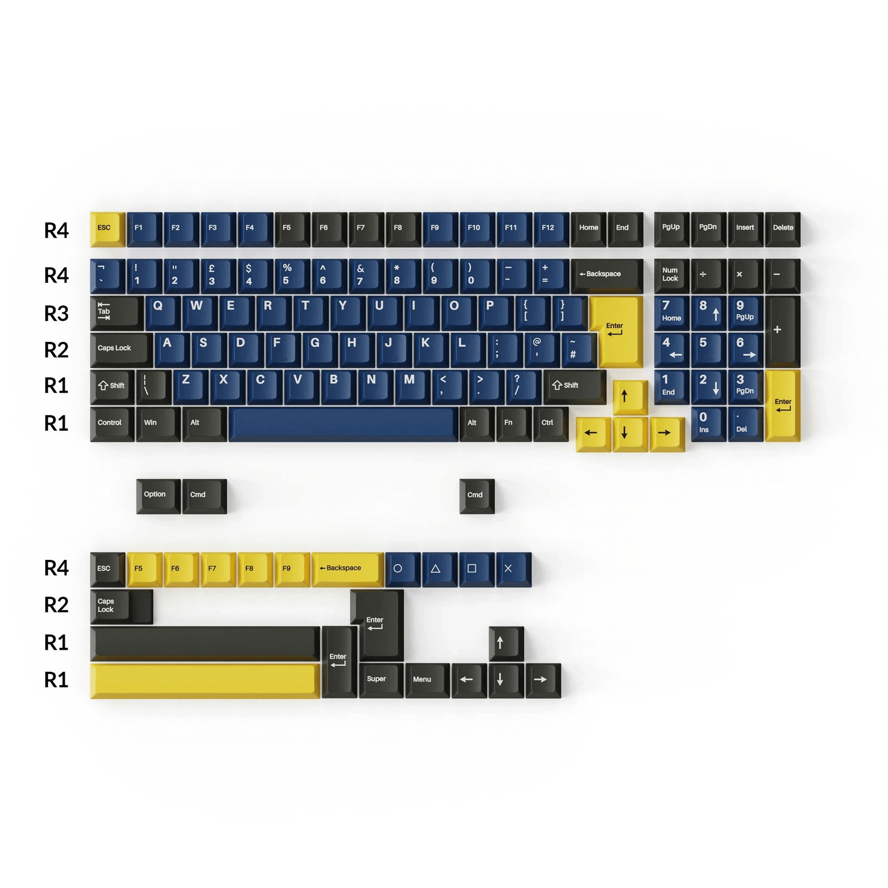 Cherry Profile Double - Shot PBT Full Set Keycaps - Royal