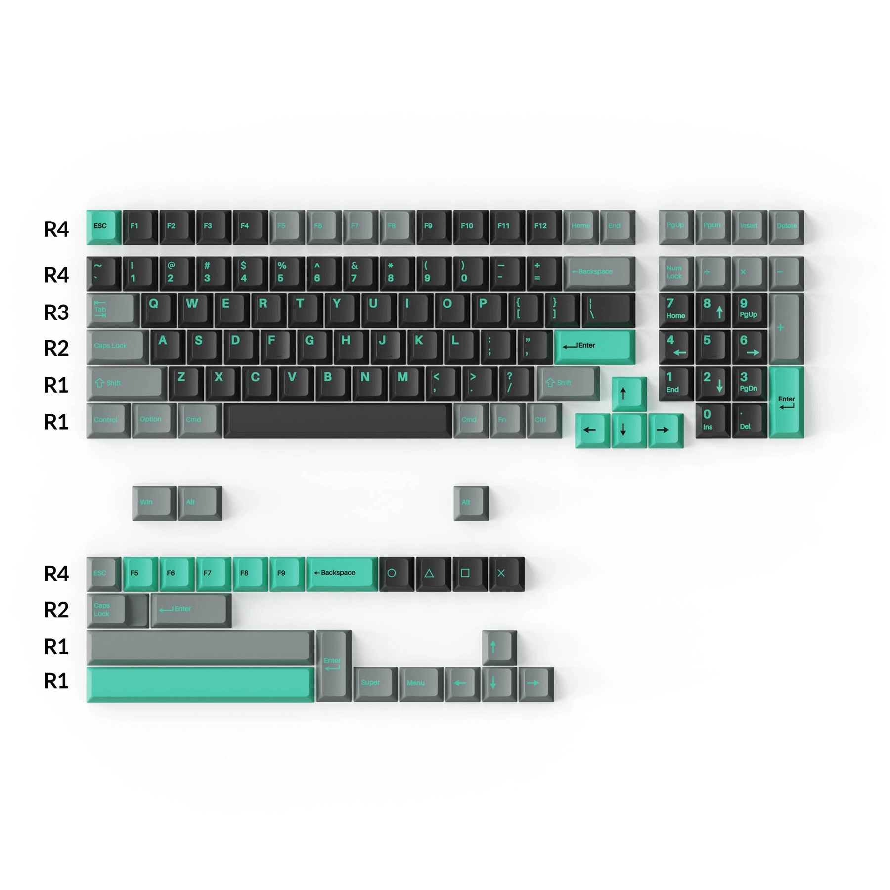 Double-Shot PBT kersenprofiel volledige set keycaps - Hacker Mint