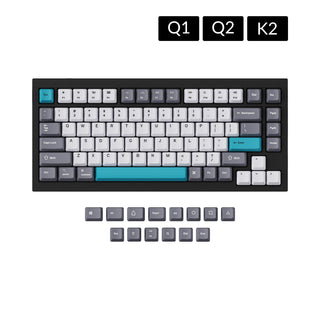 OEM Dye-Sub PBT Keycap Set - Grijs Wit Blauw